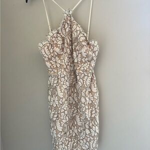 Lulu's Cream and White Floral Backless Dress